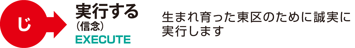 生まれ育った東区のために誠実に実行します